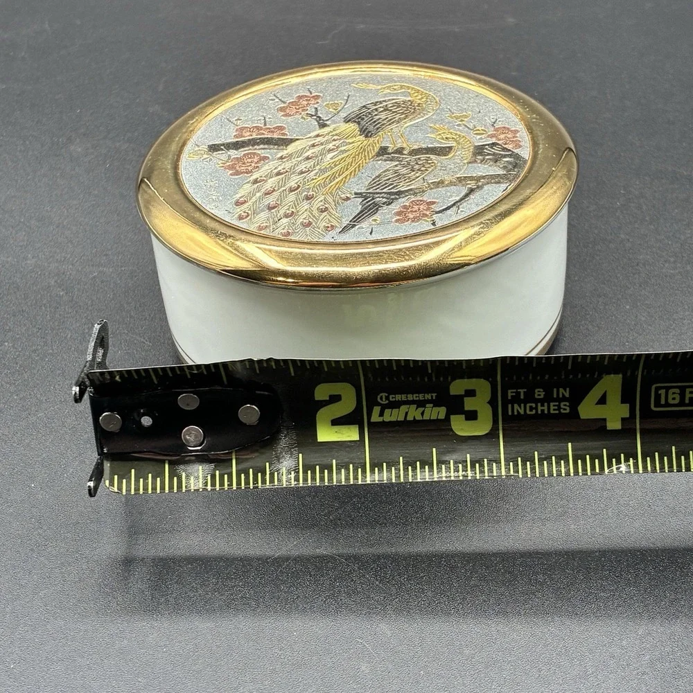 Vintage Art of Chokin Ceramic Trinket Jewelry Box Made in Japan 24K Gold Trim